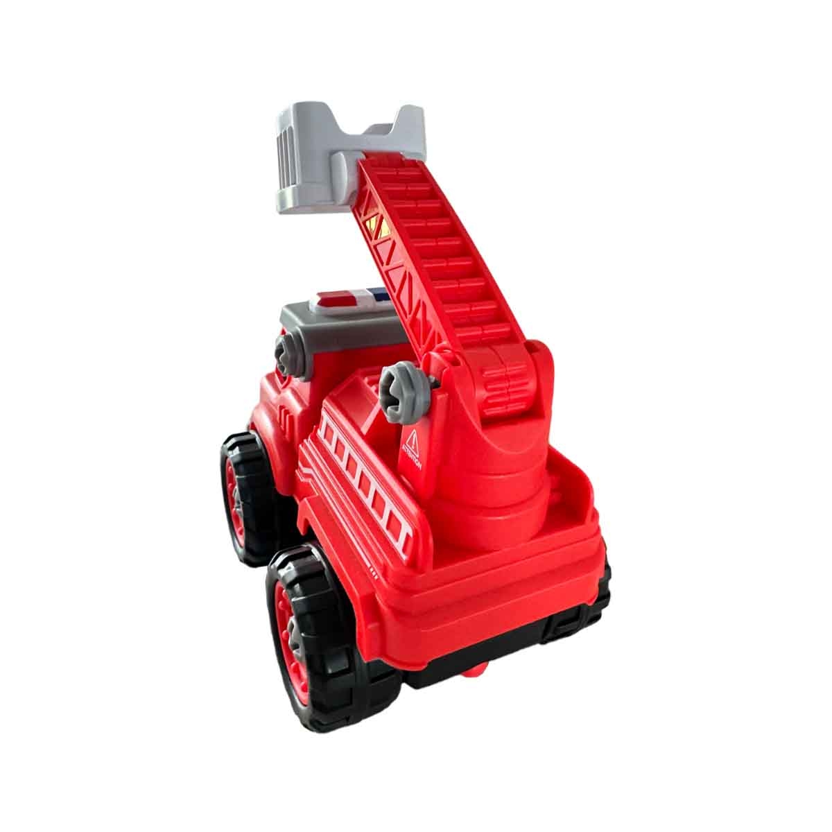 لي منغ تويز شاحنة إطفاء بسلم من مكعبات تركيب صغيرة للجنسين، من عمر 3-4 سنوات