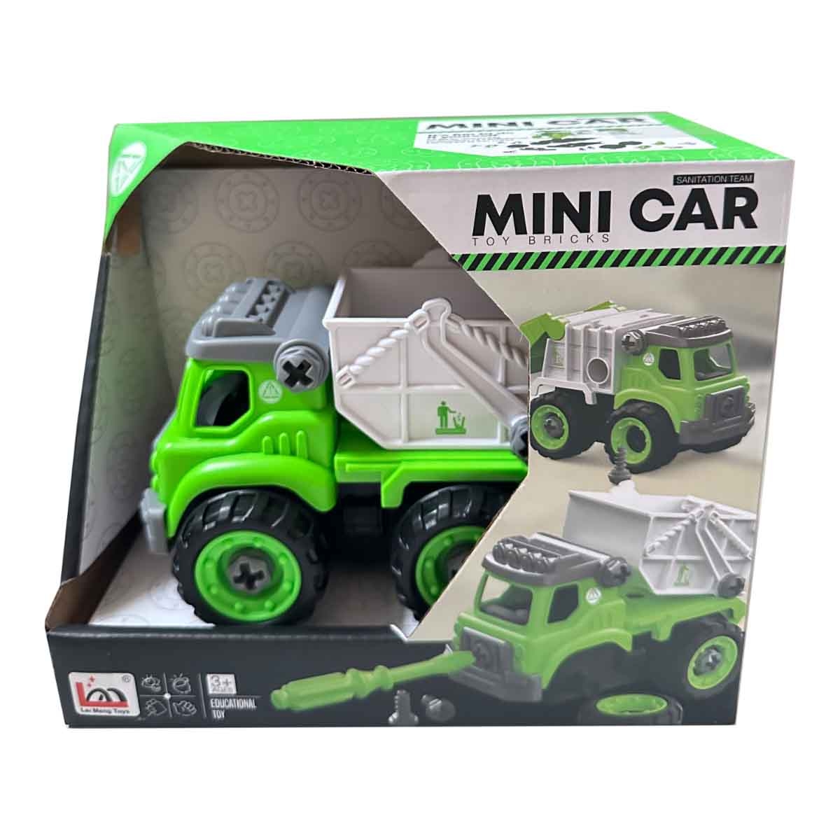 لي منغ تويز شاحنة نفايات من مكعبات تركيب صغيرة للجنسين، من عمر 3-4 سنوات