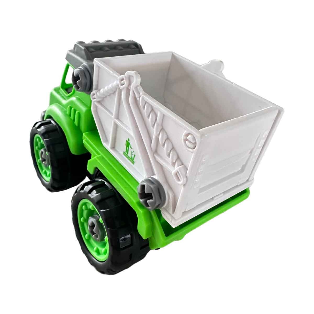 لي منغ تويز شاحنة نفايات من مكعبات تركيب صغيرة للجنسين، من عمر 3-4 سنوات