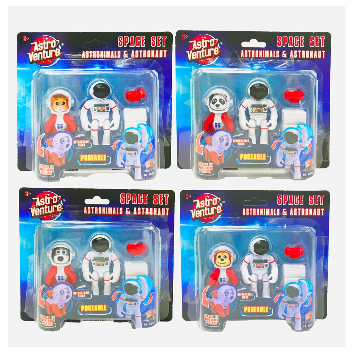 أسترو فنتشر مجموعة رائد فضاء وأسترونيمالز كومبو للأولاد، 3-4 سنوات