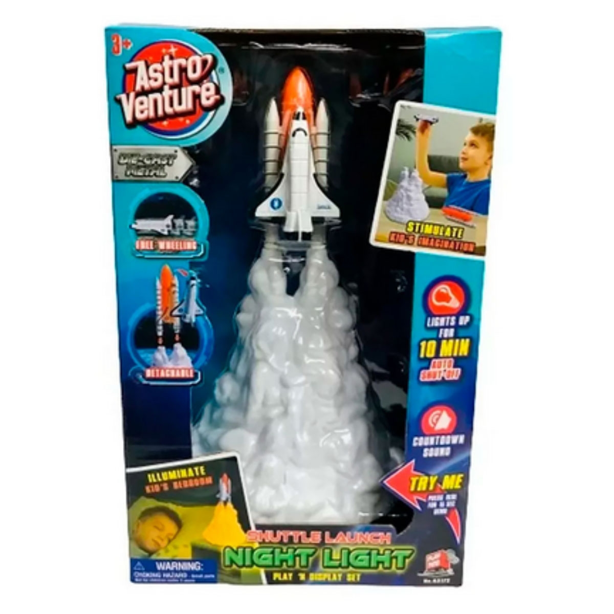 أسترو فنتشر مجموعة لعبة إطلاق مكوك بضوء ليلي للأولاد، 3-4 سنوات