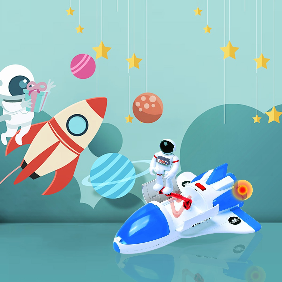 أسترو فنتشر مجموعة كومبو مركبة روفر ومكوك فضاء للأولاد، 3-4 سنوات