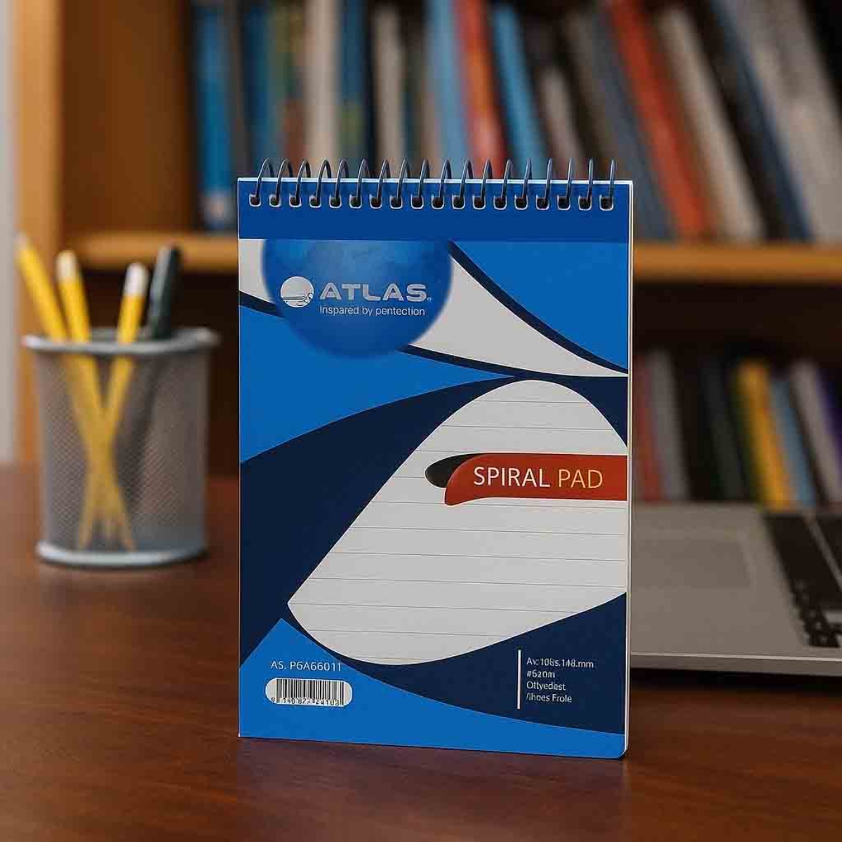 أطلس دفتر ملاحظات حلزوني A4، 70 ورقة، مجموعة من 6