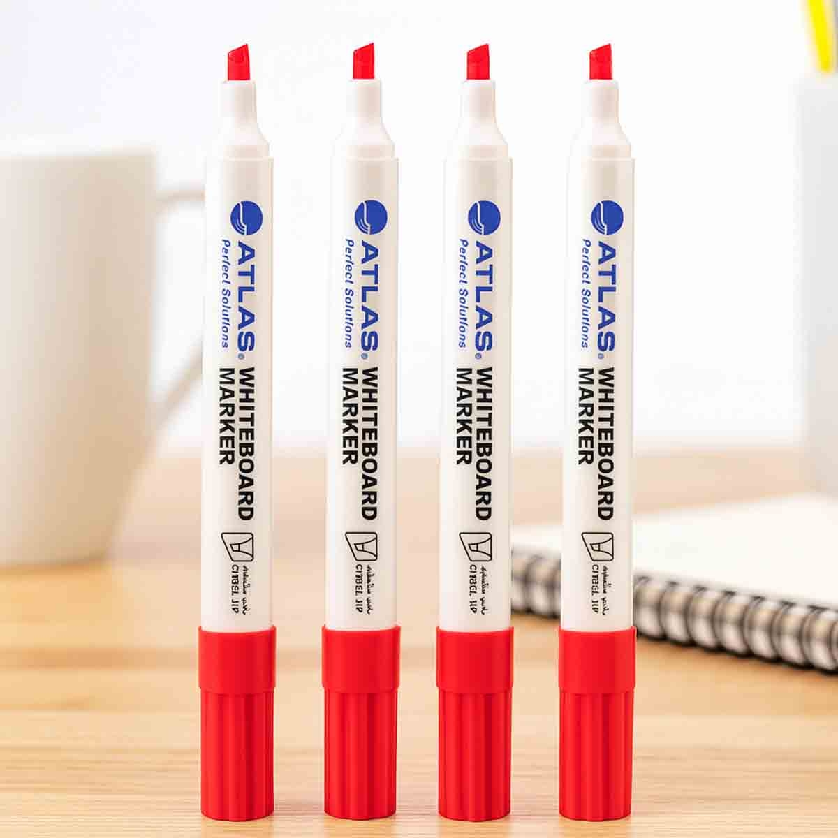 أطلس قلم سبورة أحمر رأس مائل للجنسين، 13 سنة فما فوق، مجموعة من 4