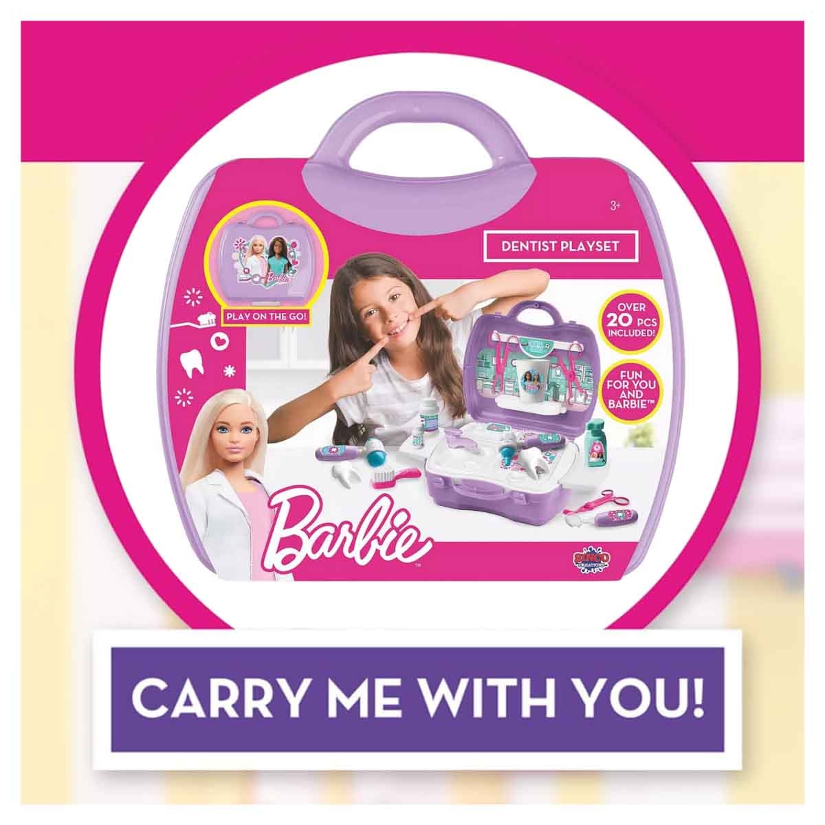 باربي مجموعة لعب دمية طبيبة الأسنان من سلسلة المهن للبنات، 3-4 سنوات