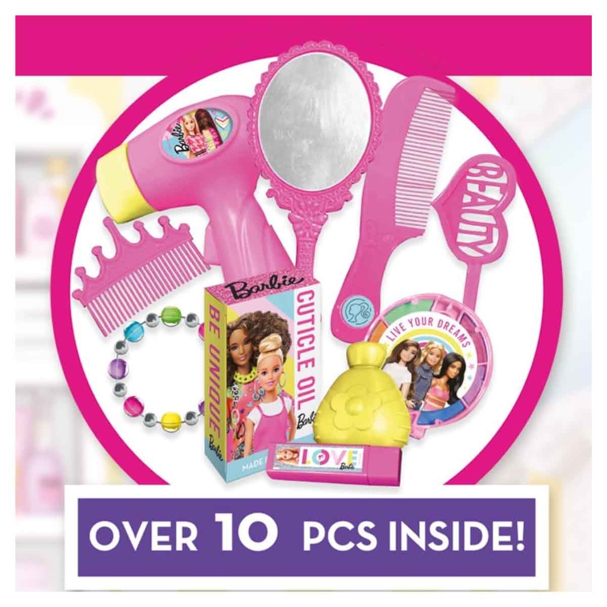 باربي مجموعة حقيبة سفر لتصفيف الشعر والجمال للبنات، 3-4 سنوات