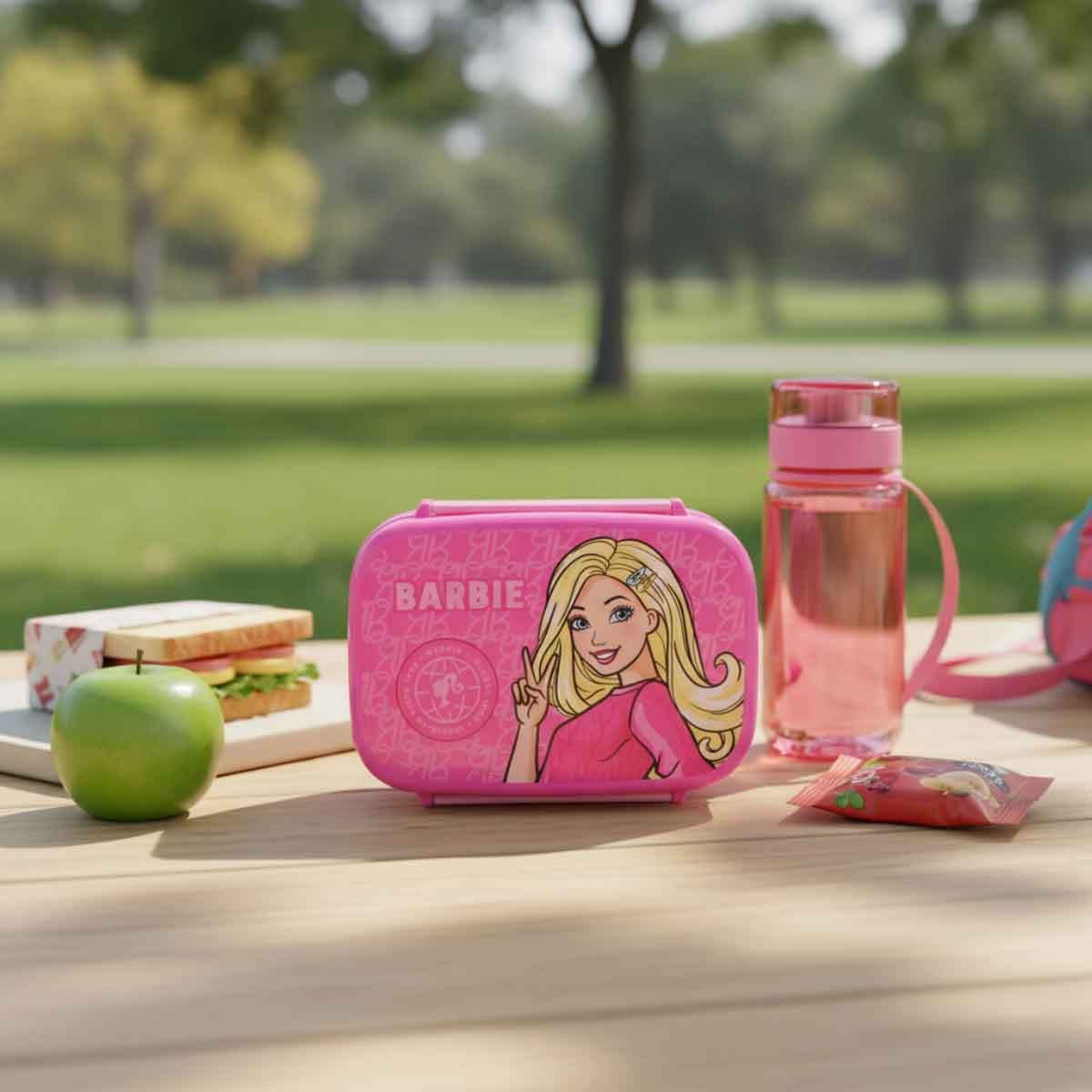 باربي صندوق غداء وردي أنيق مضاد للتسرب مع صينية داخلية