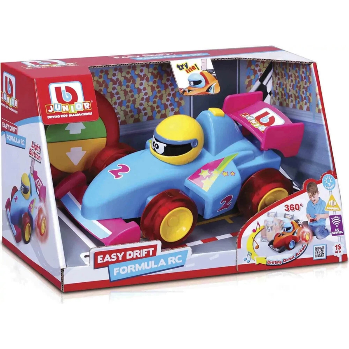 بي بي جونيور سيارة سباق فورمولا إيزيدريفت بتحكم عن بعد متنوعة للأطفال، 0-2 سنوات