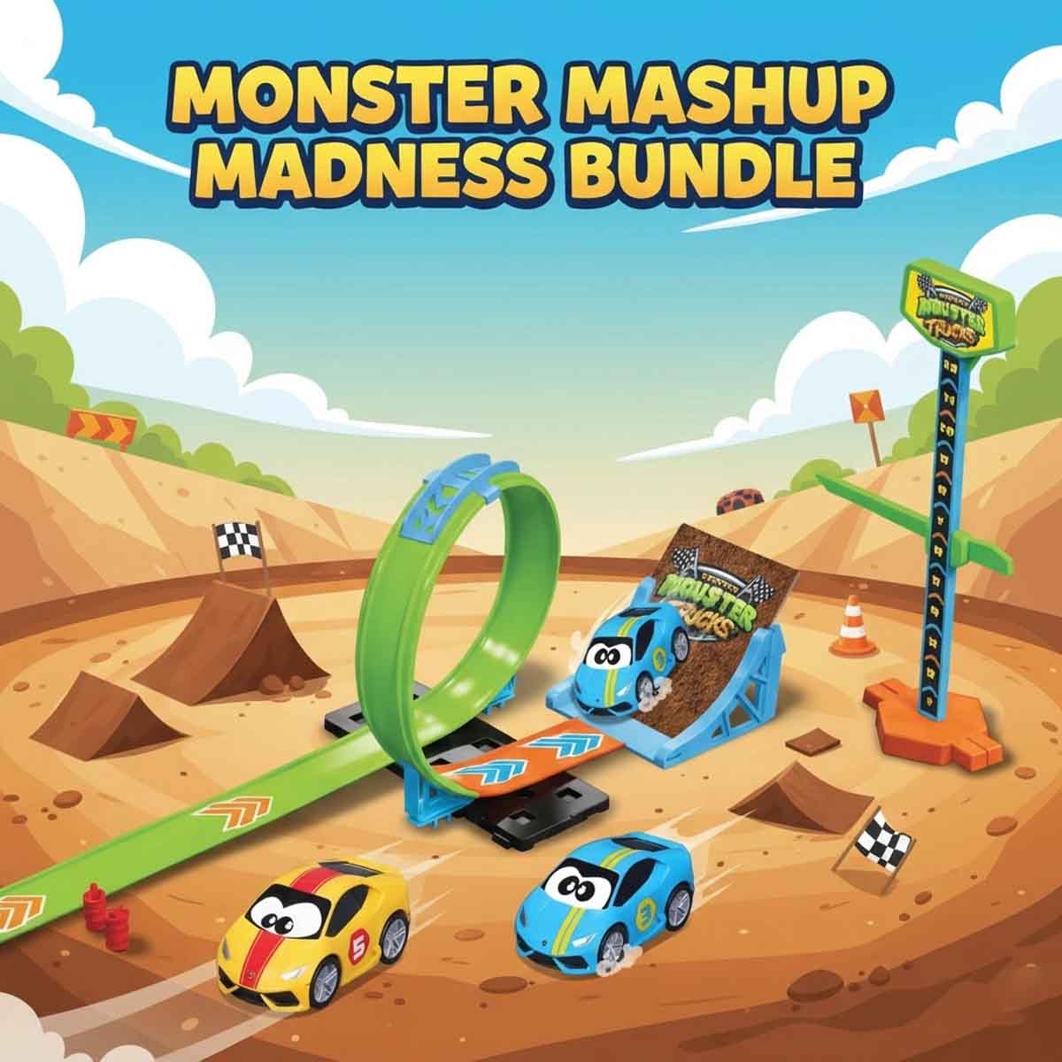 بي بي جونيور مجموعة سيارة لامبورغيني مع مجموعة عرض شاحنات مونستر الصغيرة من مايستو، للجنسين، 3-4 سنوات