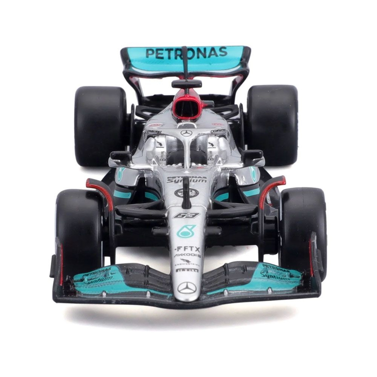 بوراجو سيارة دايكاست مرسيدس AMG F1 W13 رقم 63 بمقياس 1:43 للأولاد، 3-4 سنوات