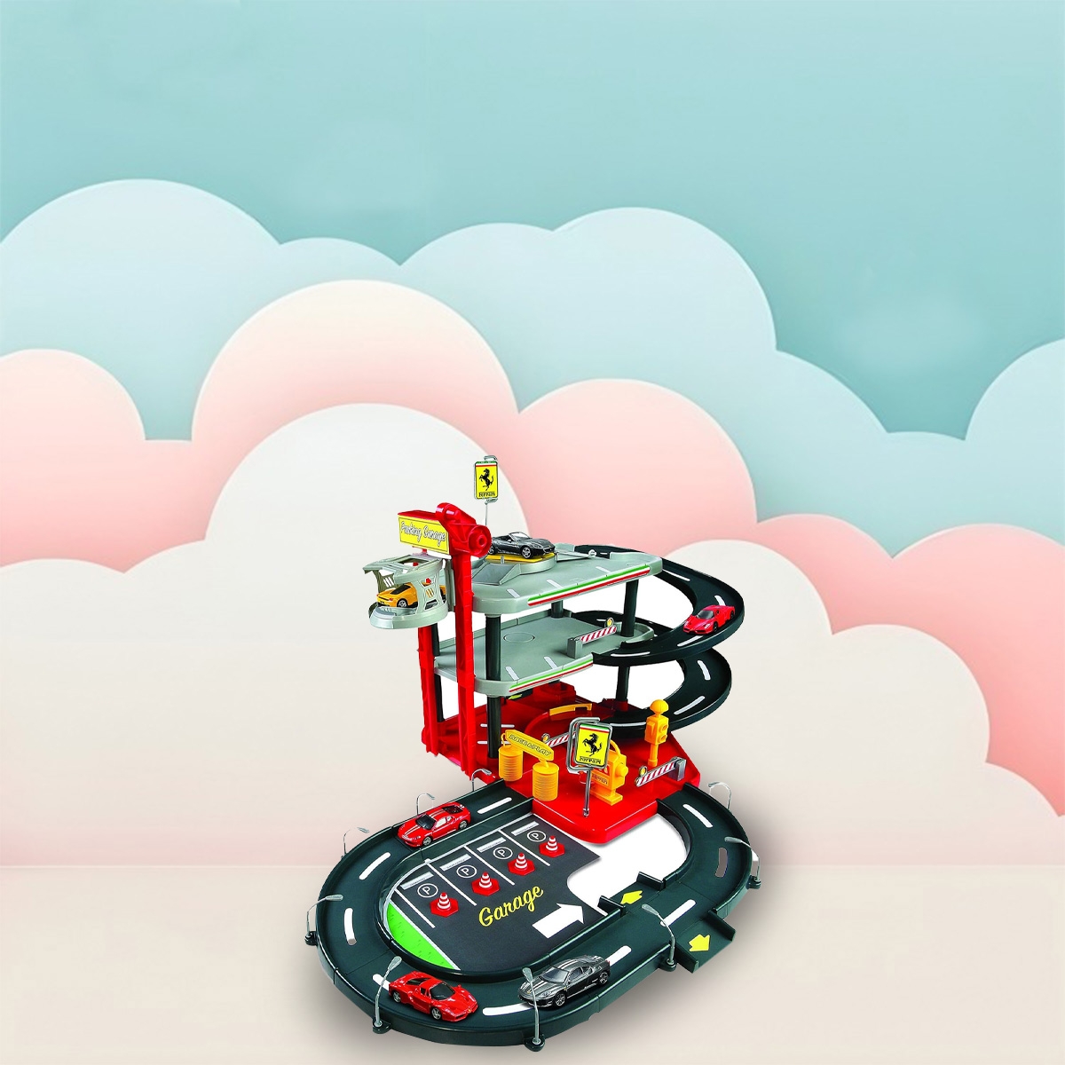 بوراجو مجموعة مواقف سيارات فيراري 1:43 للأولاد، 3-4 سنوات