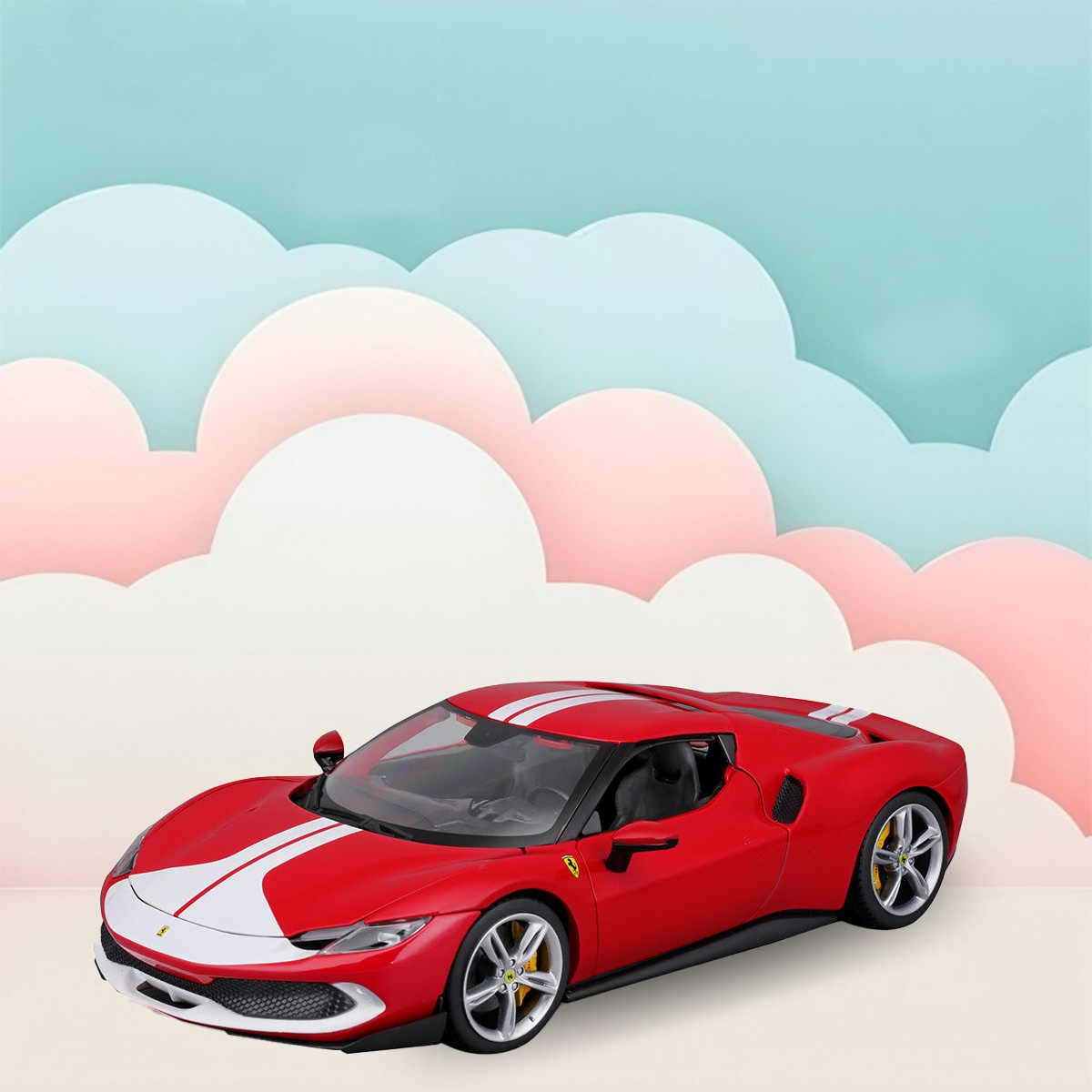 بوراجو سيارة فيراري 296 GTB بمقياس 1:18 للأولاد، 3-4 سنوات