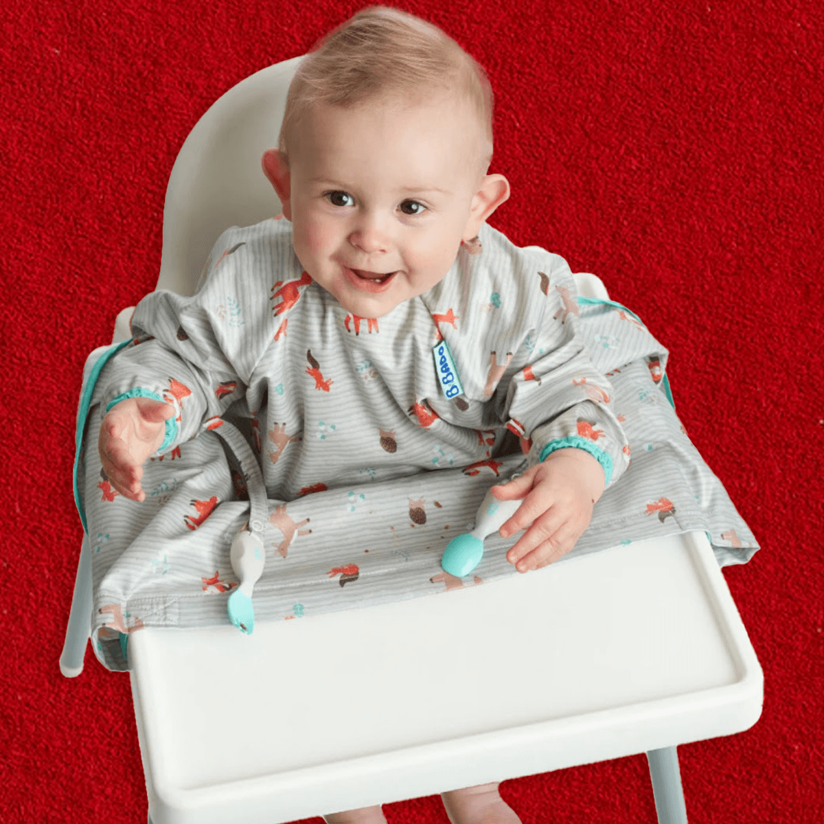 بيبادو مريلة شاملة مع أدوات مائدة هاندي قابلة للتثبيت للجنسين، 0-2 سنوات