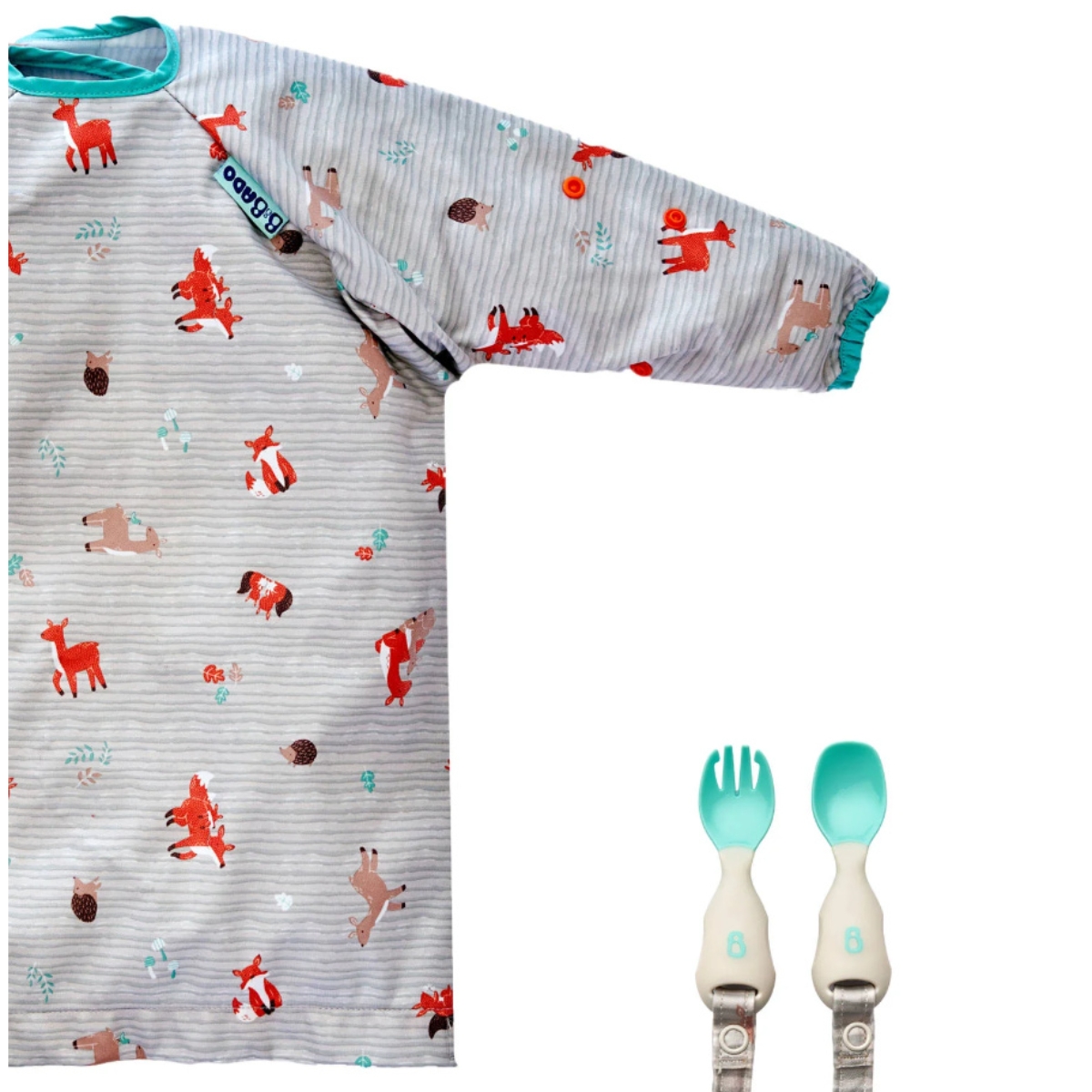 بيبادو مريلة شاملة مع أدوات مائدة هاندي قابلة للتثبيت للجنسين، 0-2 سنوات