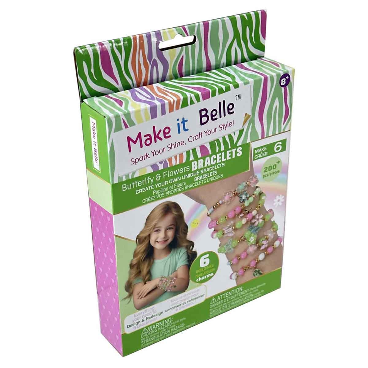 ميك إت بيل مجموعة أساور الفراشات والزهور للتصميم الذاتي، للبنات، من عمر 8 إلى 10 سنوات