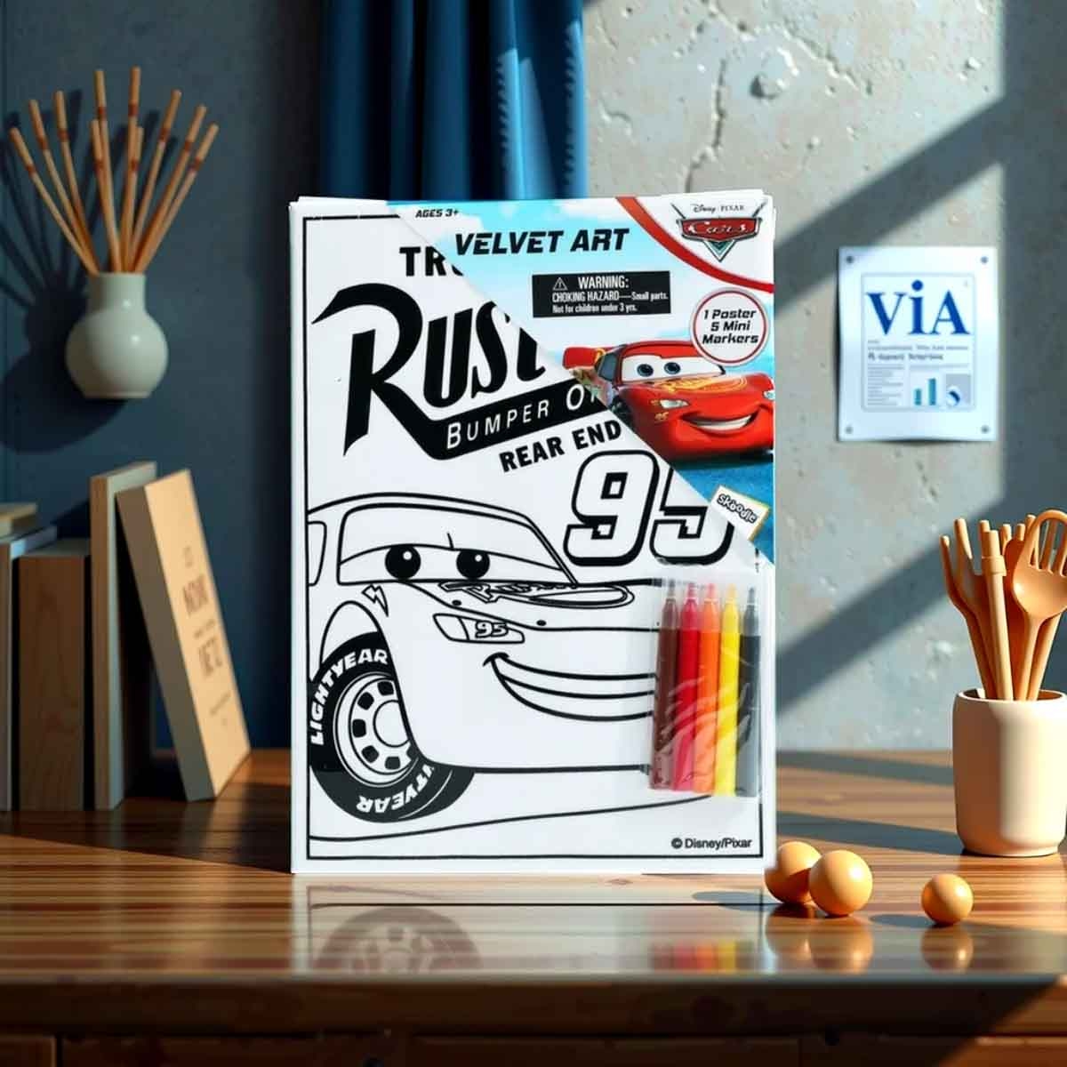 ديزني وبيكسار كارز مجموعة فنية مع أقلام ماركر صغيرة للجنسين، عمر 3-4 سنوات