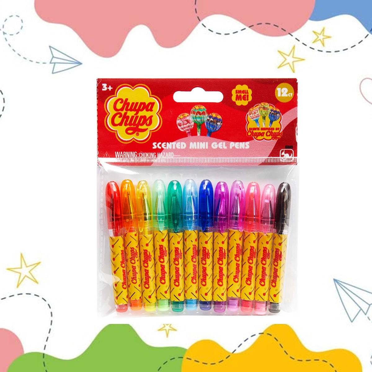 شوبا تشوبس أقلام جل صغيرة معطرة للجنسين، 3-4 سنوات، عدد 12