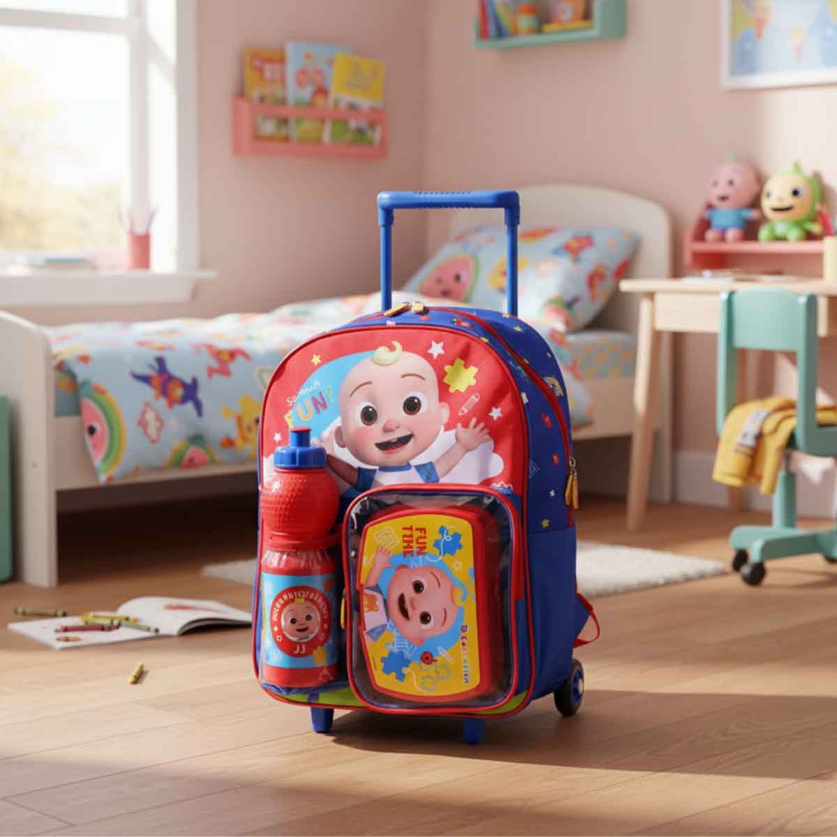 كوكوميلون جونيور مجموعة حقيبة ترولي وظهر مقاس 14 انش مع صندوق غداء وزجاجة ماء