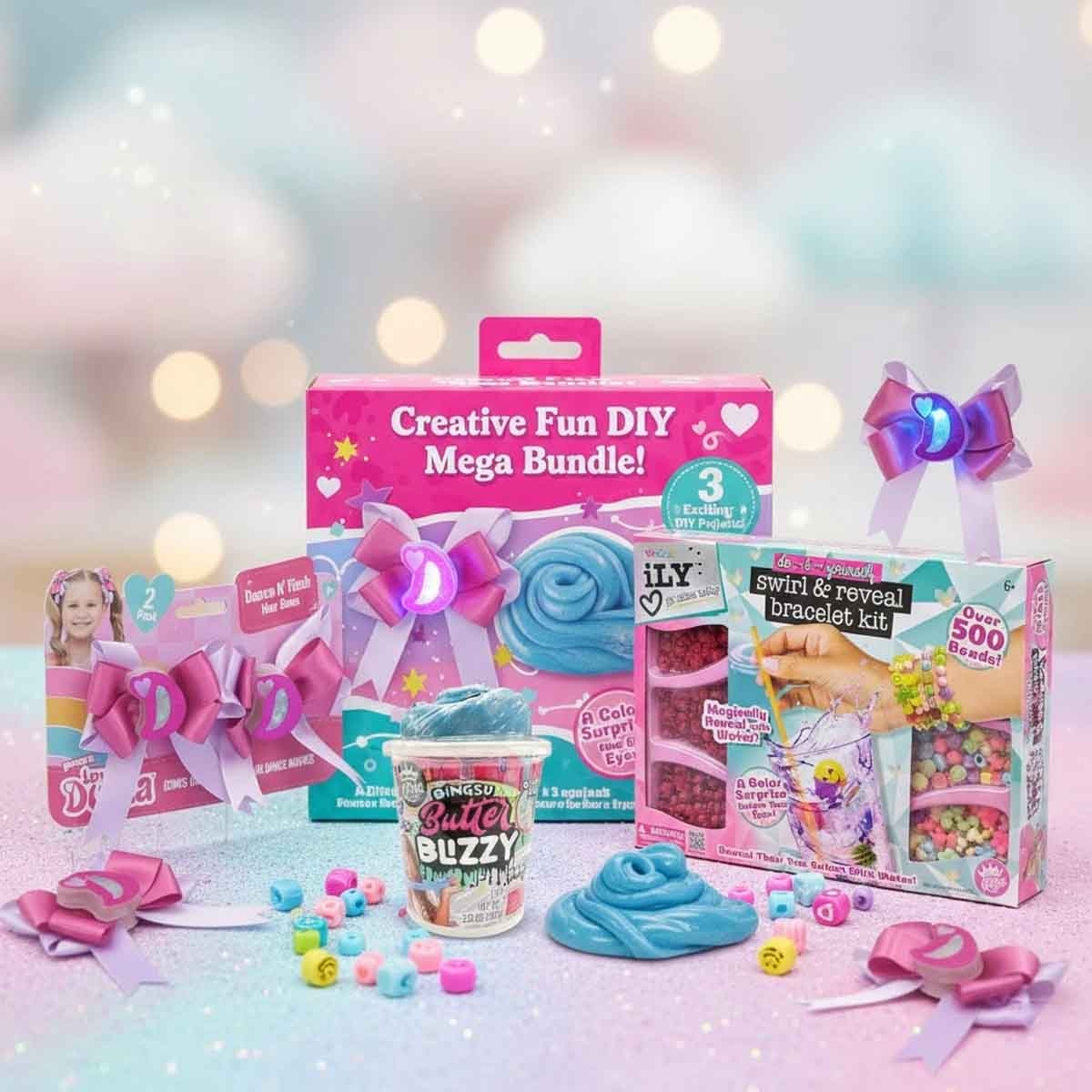 كومباوند كينغز مجموعة سلايم باتر بليزي مع طقم أساور آيلي وربطات شعر لوف ديانا مجموعة، للبنات، 5-7 سنوات