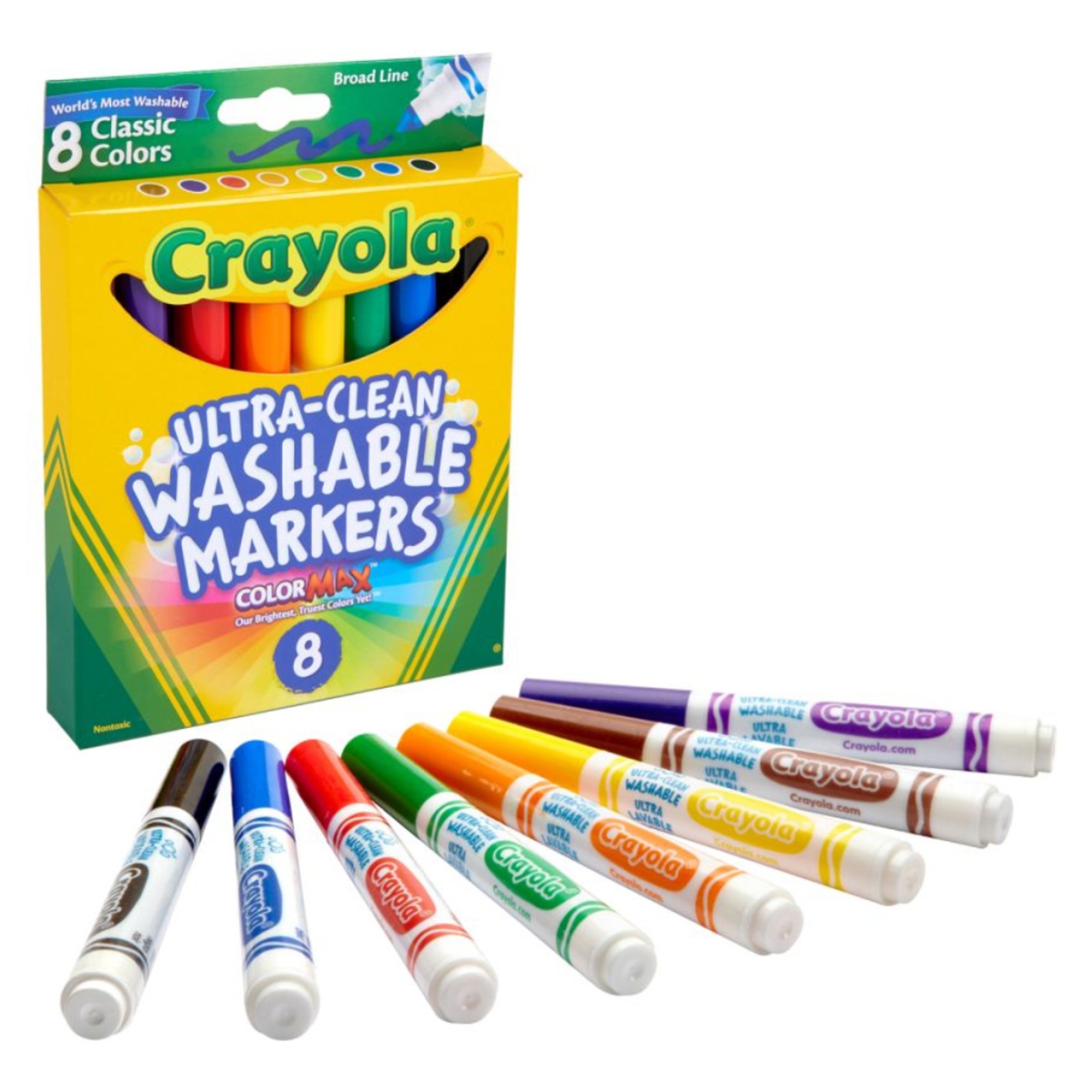 كرايولا علبة من 8 أقلام ماركر عريضة قابلة للغسل فائق النظافة للجنسين، 3-4 سنوات