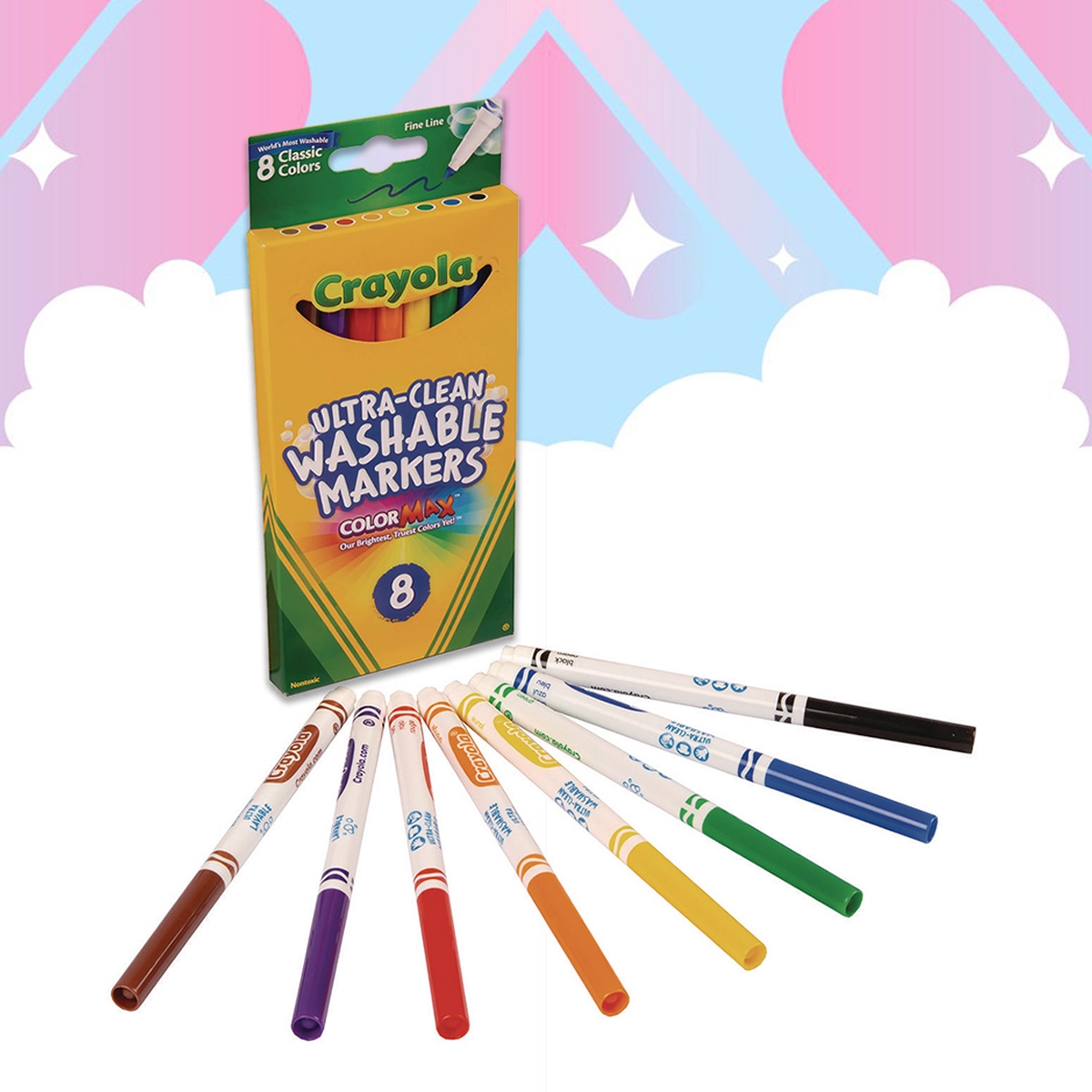 كريولا أقلام تلوين دقيقة قابلة للغسل فائقة النظافة للجنسين، 3-4 سنوات، مجموعة من 8