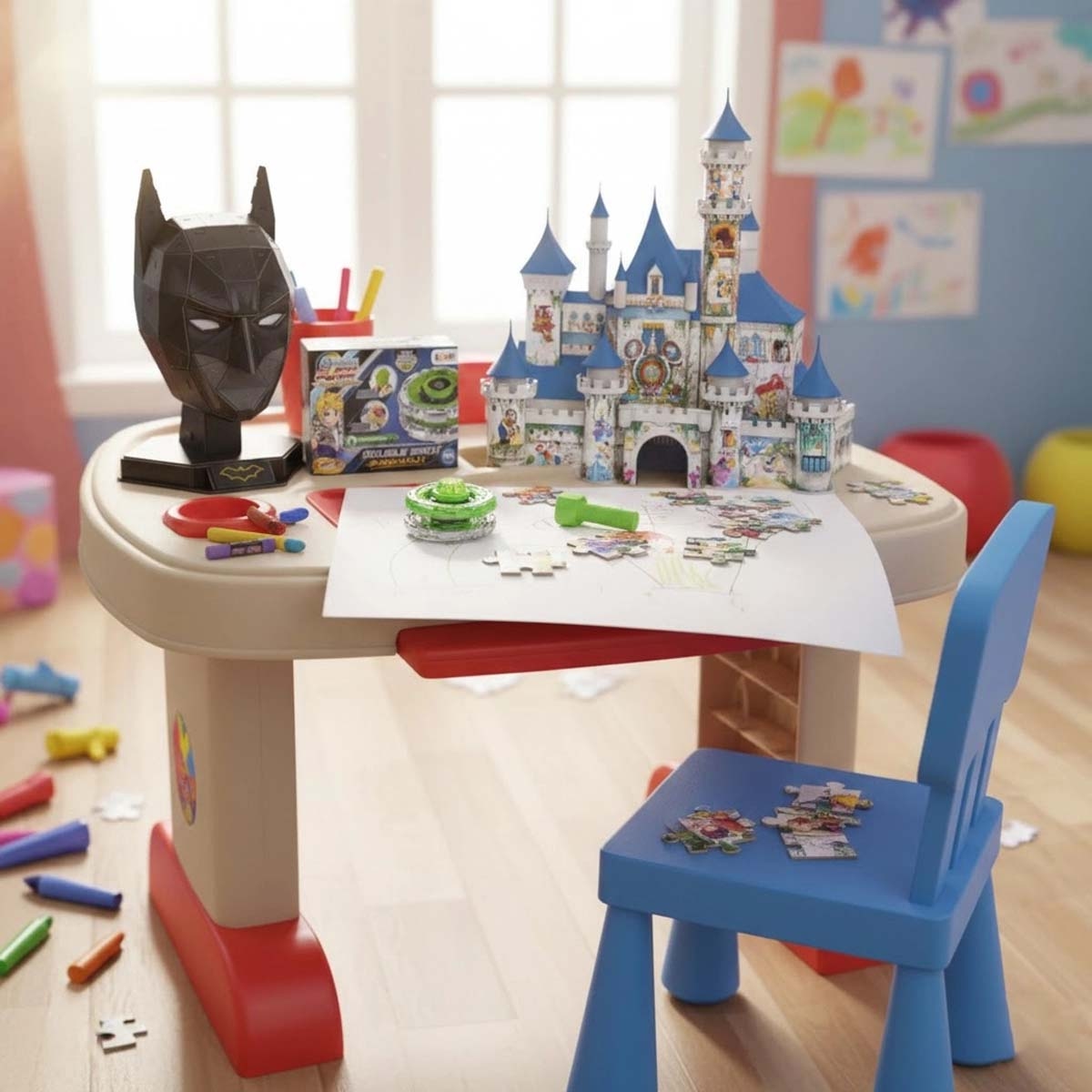 كريز مجموعة لعبة بلايد بي بليد + لغز ثلاثي الأبعاد باتمان من دي سي وبالاس من ديزني مع مكتب ديلوكس من ستيب 2، للجنسين، 13+ سنة