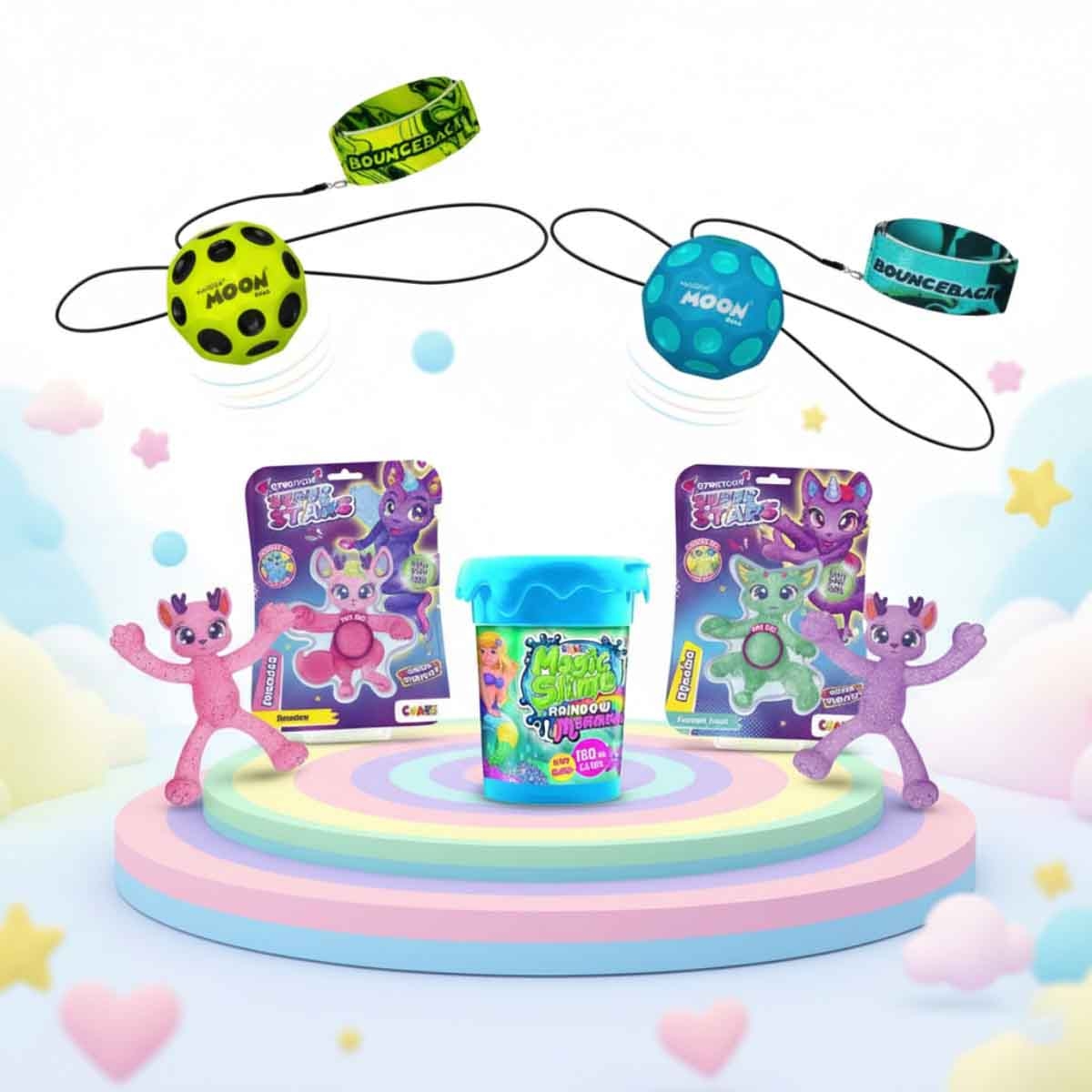 كريز مجموعة السلايم السحري مع لعبة التمدد المتنوعة وكرة الارتداد وابوبا، للجنسين، 3-4 سنوات