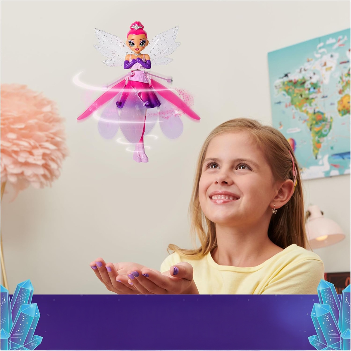 كريستال فلايرز دمية طائرة سحرية بجناحين كريستاليين للبنات، 5-7 سنوات