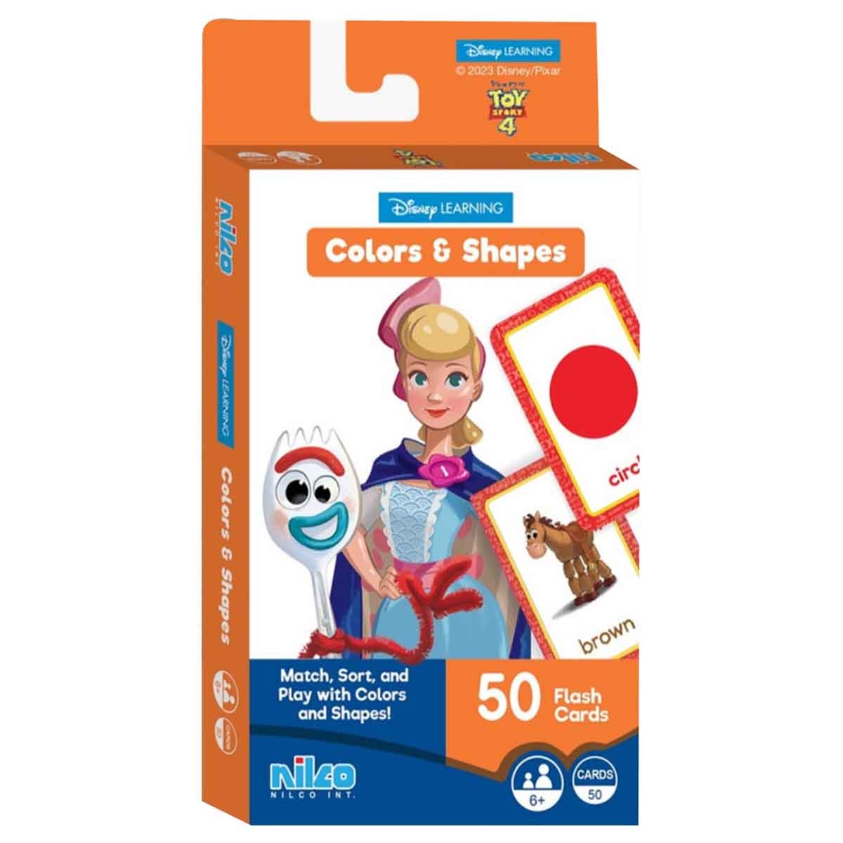 ديزني ليرننغ توي ستوري 4 بطاقات تعليم الألوان والأشكال 50 بطاقة للجنسين، عمر 5-7 سنوات