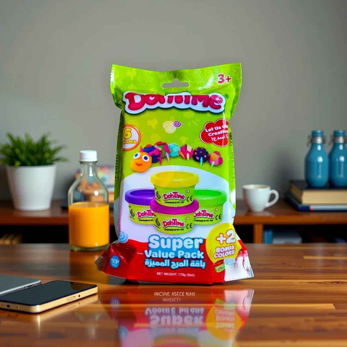 دوه تايم مجموعة فائقة القيمة بستة ألوان وزن 6 أونصات، للجنسين، للأعمار من 3 إلى 4 سنوات