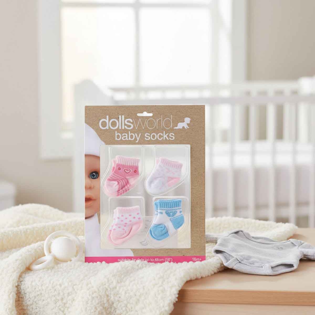 دولز ورلد طقم جوارب دمية الشرب والتبليل لدمى 18 إنش للرضع، 0-2 سنوات، عبوة 8