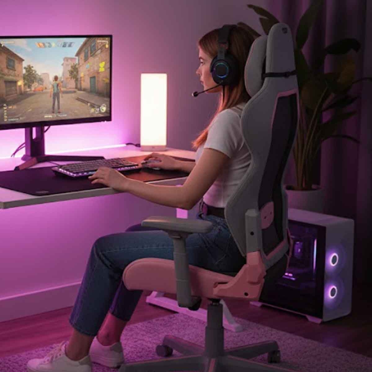 دي إكس ريسر إير سيريز وردي/رمادي كرسي ألعاب