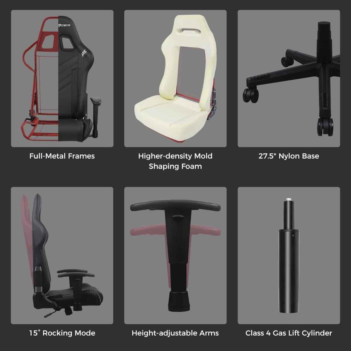 دي إكس ريسر برينس P132 سيريز أسود/أبيض كرسي ألعاب