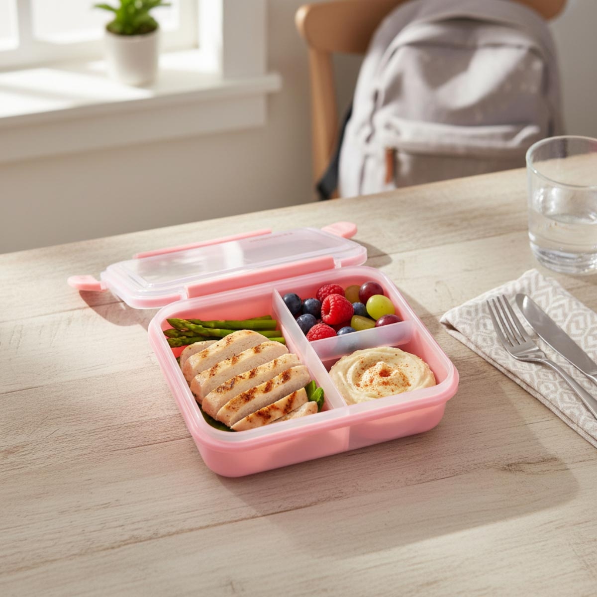 إيزي كيدز علبة غداء بنتو قابلة للتحويل بـ3/4/5 أقسام سعة 1250 مل مع وعاء صوص 150 مل