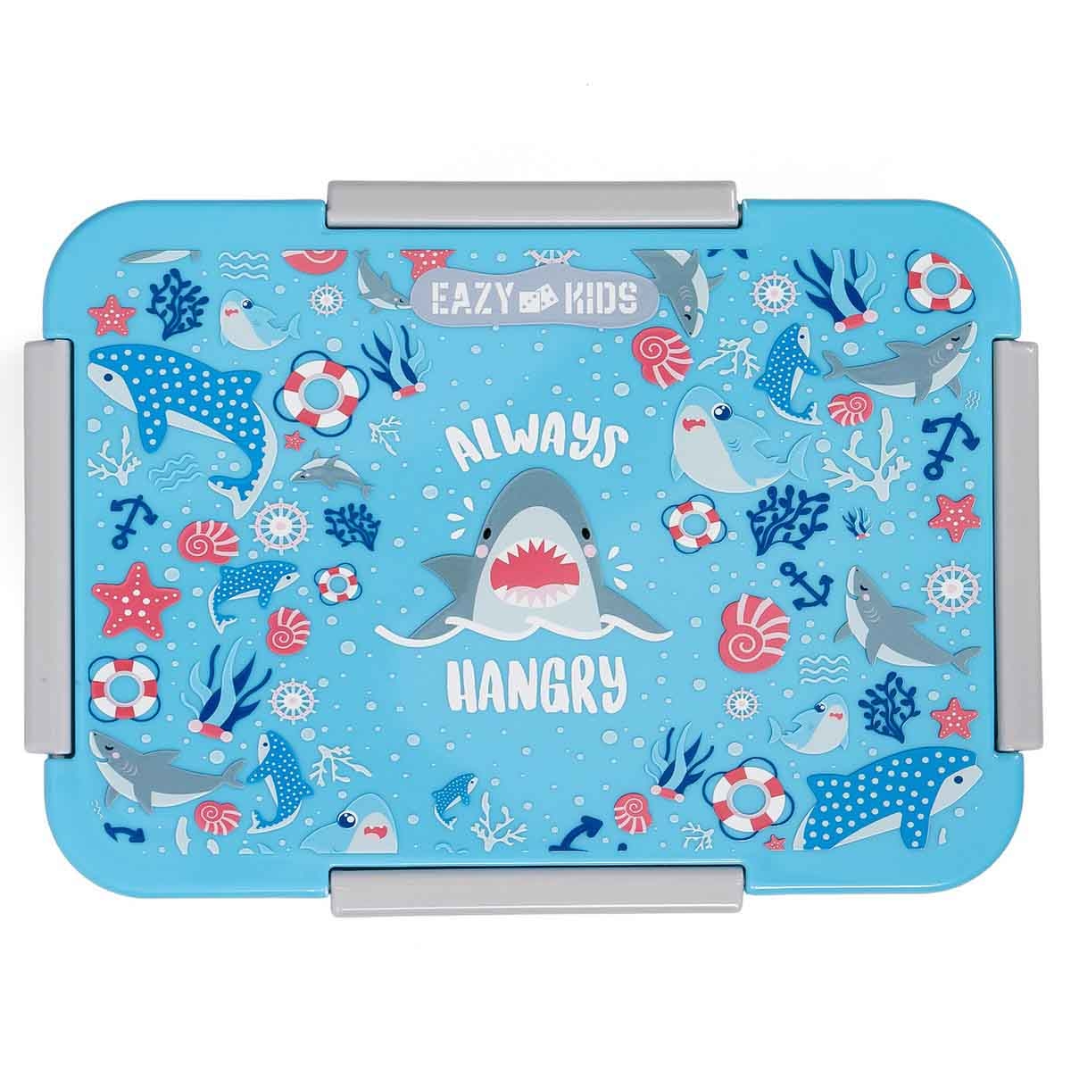 إيزي كيدز صندوق غداء بنتو قابل للتقسيم 1/2/3/4 أقسام بسعة 850 مل بتصميم قرش