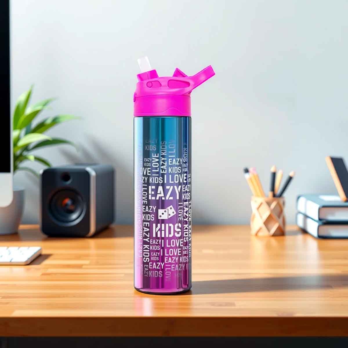 إيزي كيدز صندوق غداء بنتو بسعة 800 مل من ستانلس ستيل بثلاثة أقسام بتصميم فلورال مع زجاجة ماء من ستانلس ستيل