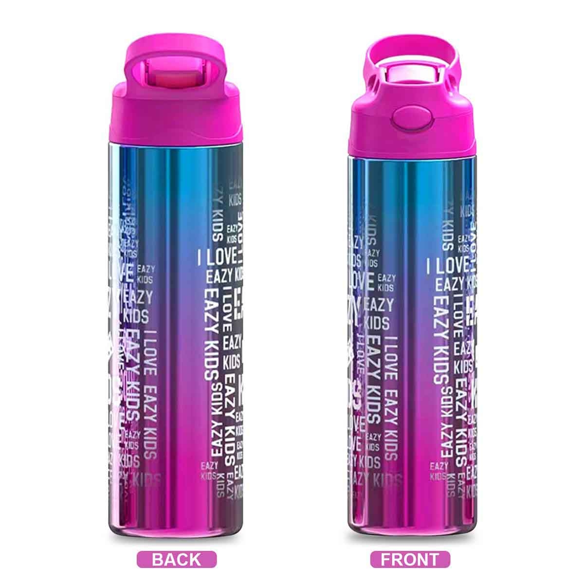 إيزي كيدز صندوق غداء بنتو بسعة 800 مل من ستانلس ستيل بثلاثة أقسام بتصميم فلورال مع زجاجة ماء من ستانلس ستيل