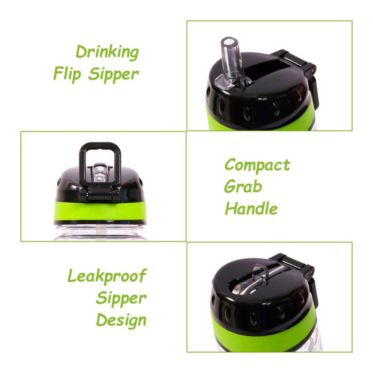 زجاجة مياه إيزي كيدز 650 مل سوداء من مادة تريتان، مناسبة لجيل زد، مزودة بمقبض حمل