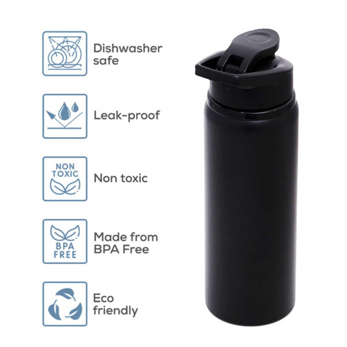 زجاجة مياه رياضية للأطفال من إيزي كيدز، سعة 700 مل، مصنوعة من الفولاذ المقاوم للصدأ الأسود