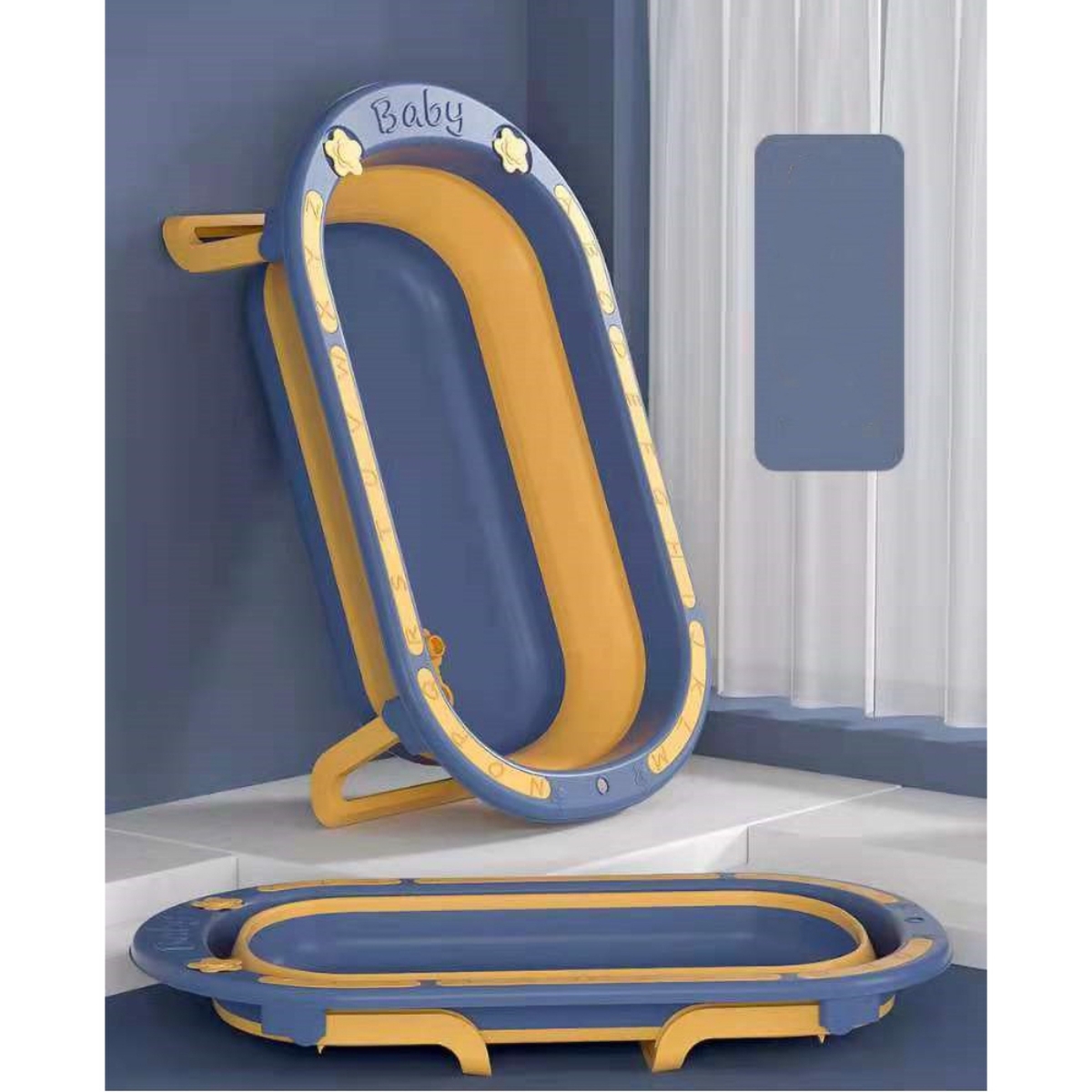 إيزي كيدز حوض استحمام قابل للطي باللون الأزرق للأطفال من عمر 0 إلى 2 سنة