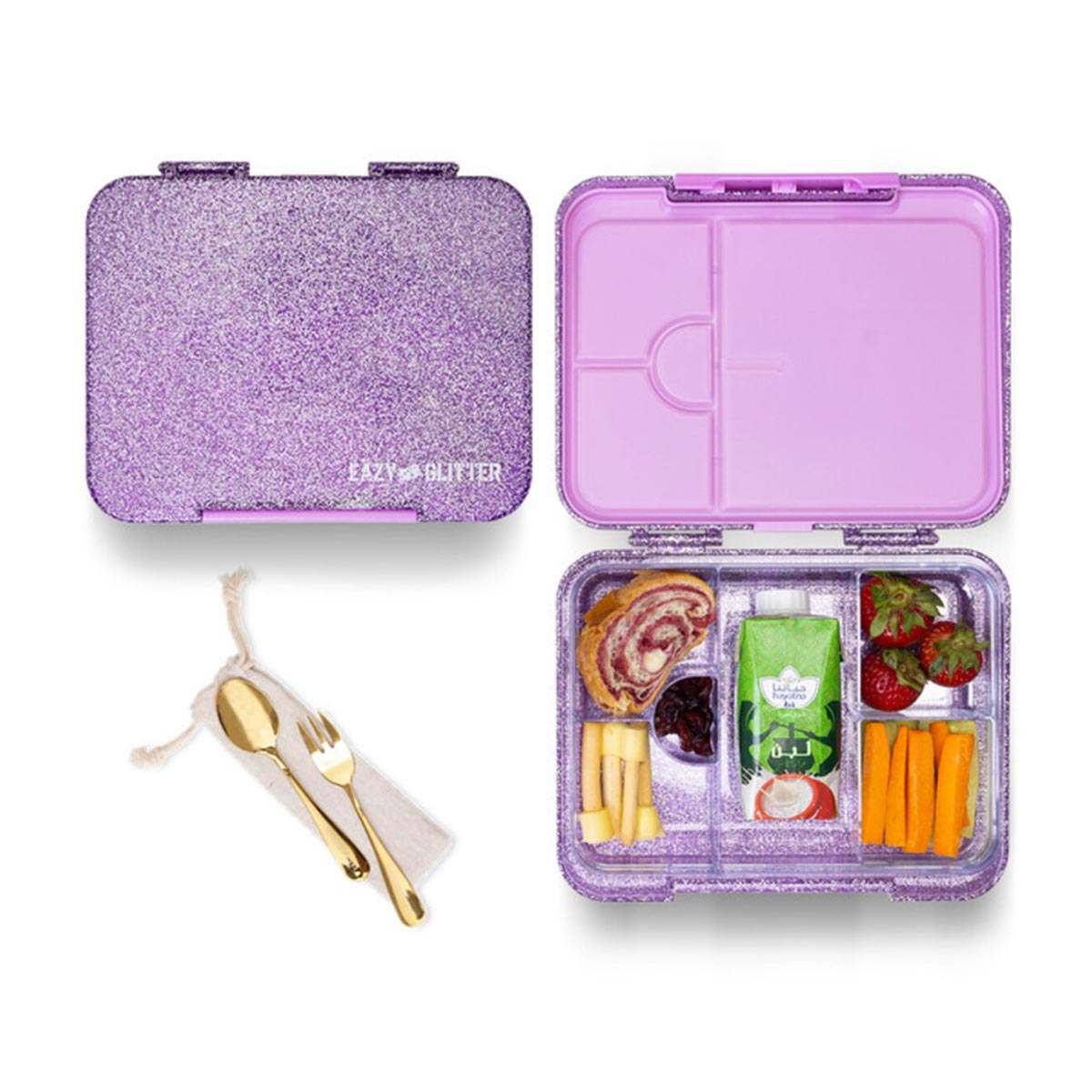 إيزي كيدز علبة غداء بنتو قابلة للتحويل بـ6 و4 أقسام - بنفسجي لامع
