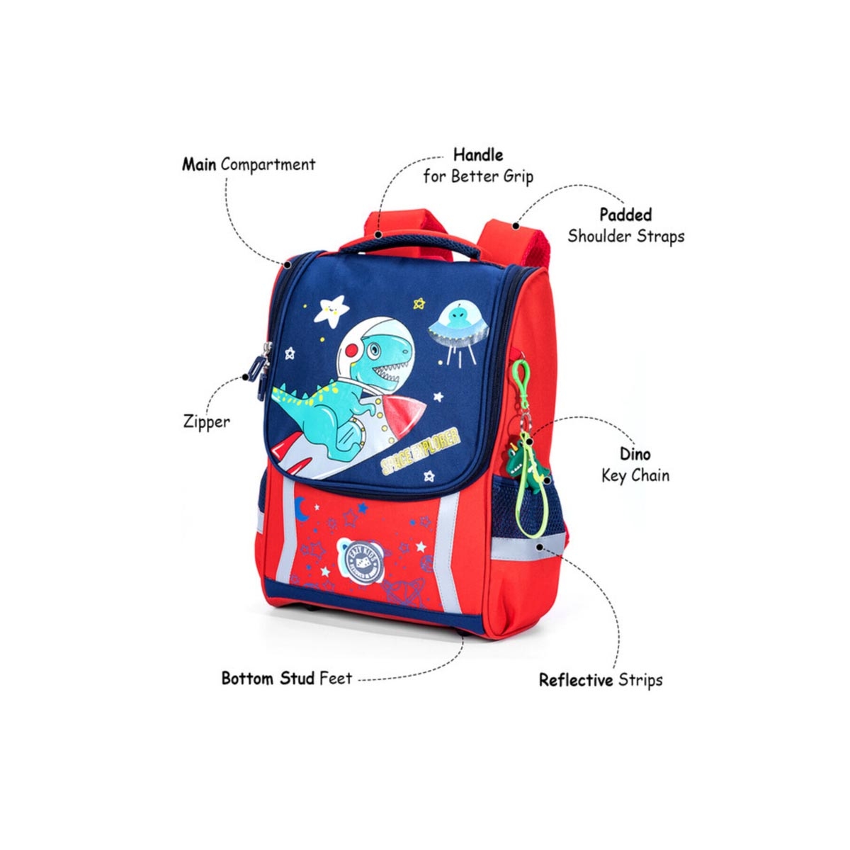 إيزي كيدز حقيبة مدرسية دينو في الفضاء مع عربة