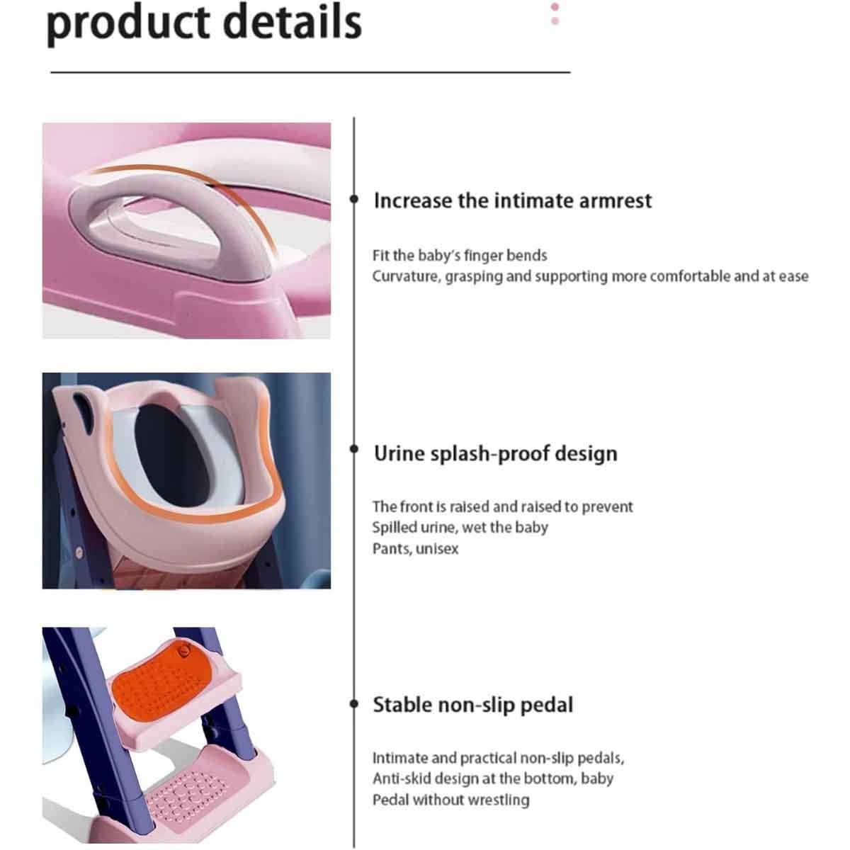 إيزي كيدز نونية تدريب قابلة للطي مع سلم باللون الوردي