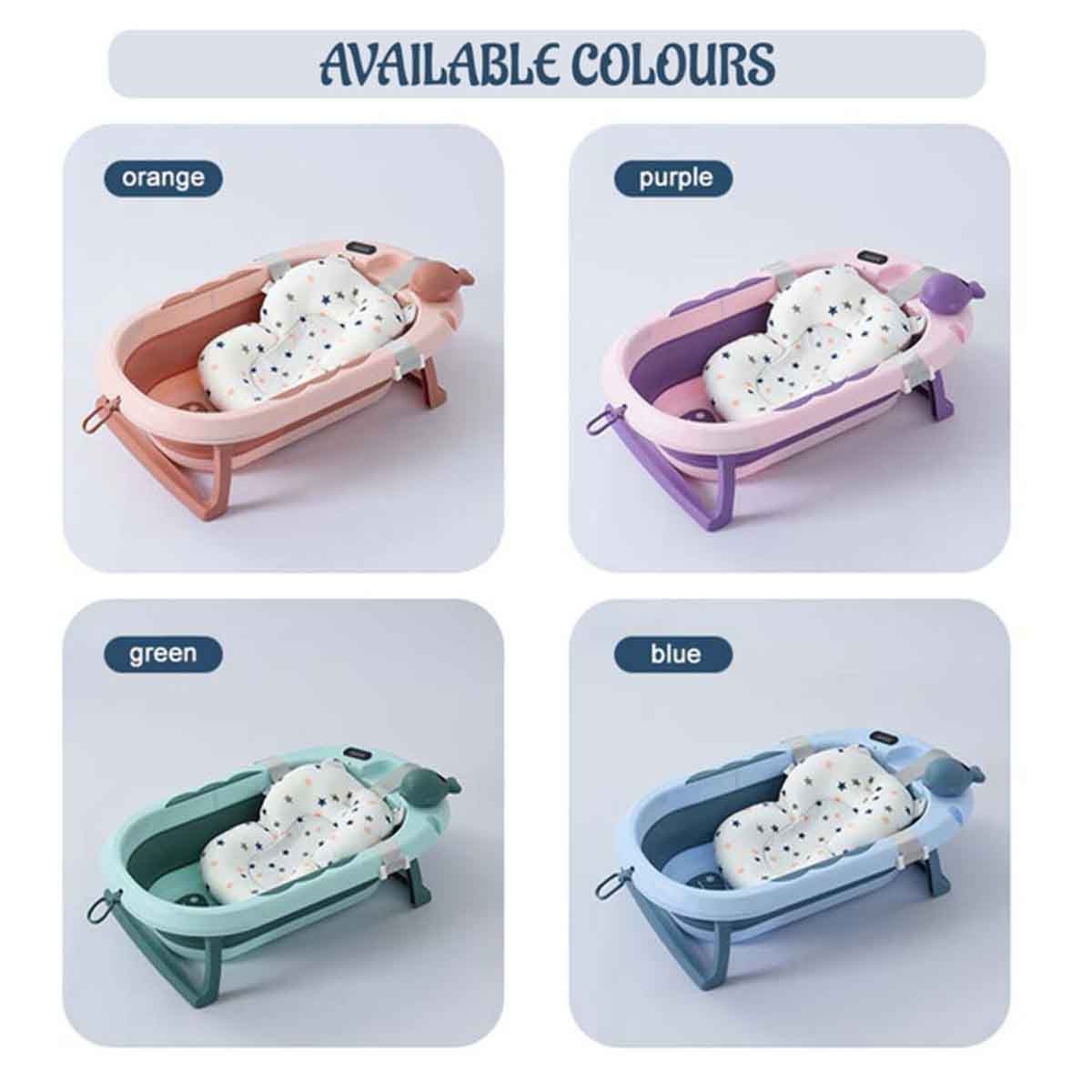 إيزي كيدز حوض استحمام قابل للطي باللون الأخضر مع مقياس حرارة وكوب غسل رأس الرضيع