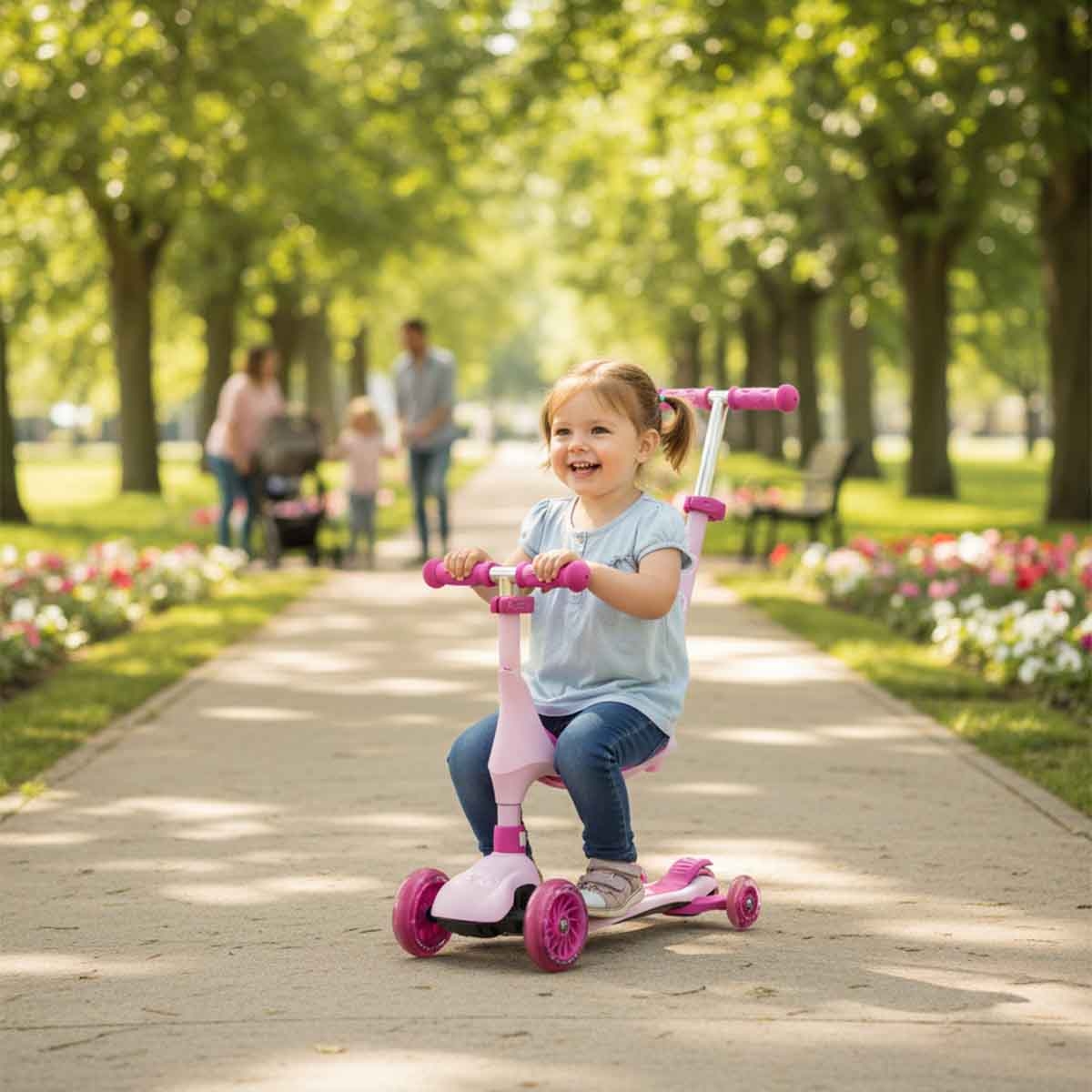 إيفو سكوتر ركوب 4-في-1 إيفولف وردي للبنات، 3-4 سنوات