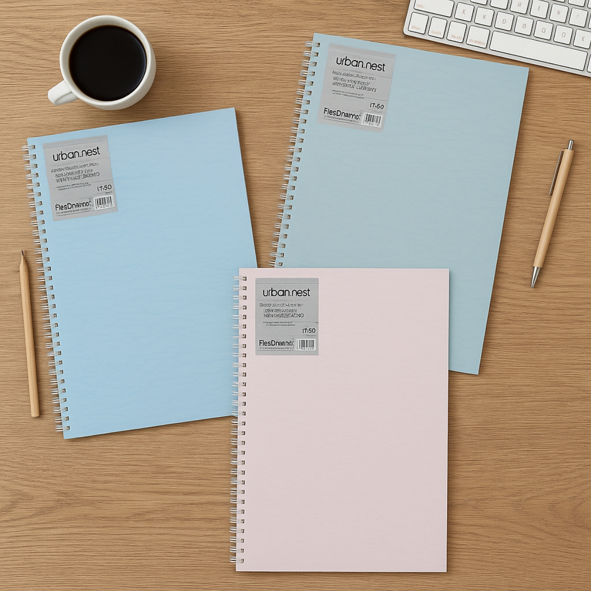 فوردورمايت دفتر بسلك حلزوني بحجم A4، 70 ورقة، وزن 80 غرام، تصميم أوربان نيست، لون باستيل، لمادة واحدة، ألوان متنوعة، مجموعة من 10