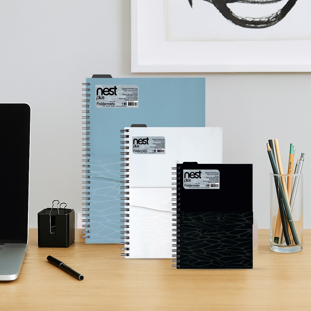 فوردورمايت دفتر بسلك حلزوني بحجم B5، 150 ورقة، وزن 80 غرام، تصميم نيست بلس، لون منتظم، لخمس مواد، ألوان متنوعة، مجموعة من 10