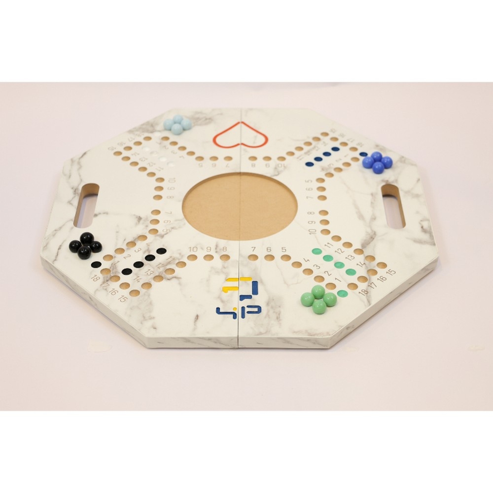 فور أند بلس مجموعة لعبة جاكارو لوحية قابلة للطي بنقشة رخامية، للجنسين، 4 لاعبين