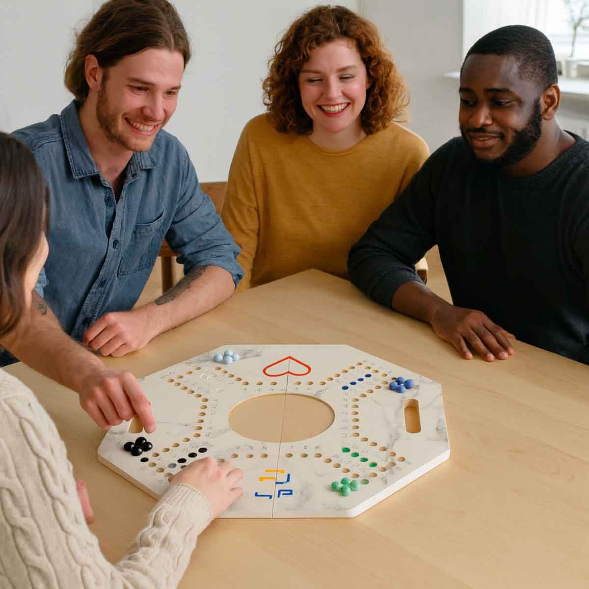 فور أند بلس مجموعة لعبة جاكارو لوحية قابلة للطي بنقشة رخامية، للجنسين، 4 لاعبين