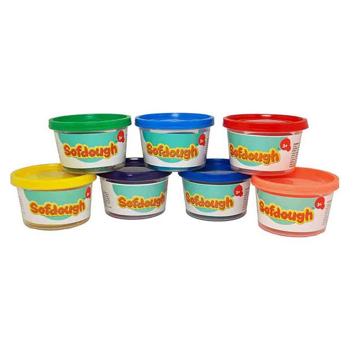 فن سكول مجموعة عجين ألوان قوس قزح ناعمة عدد 7 للأولاد والبنات عمر 3-4 سنوات